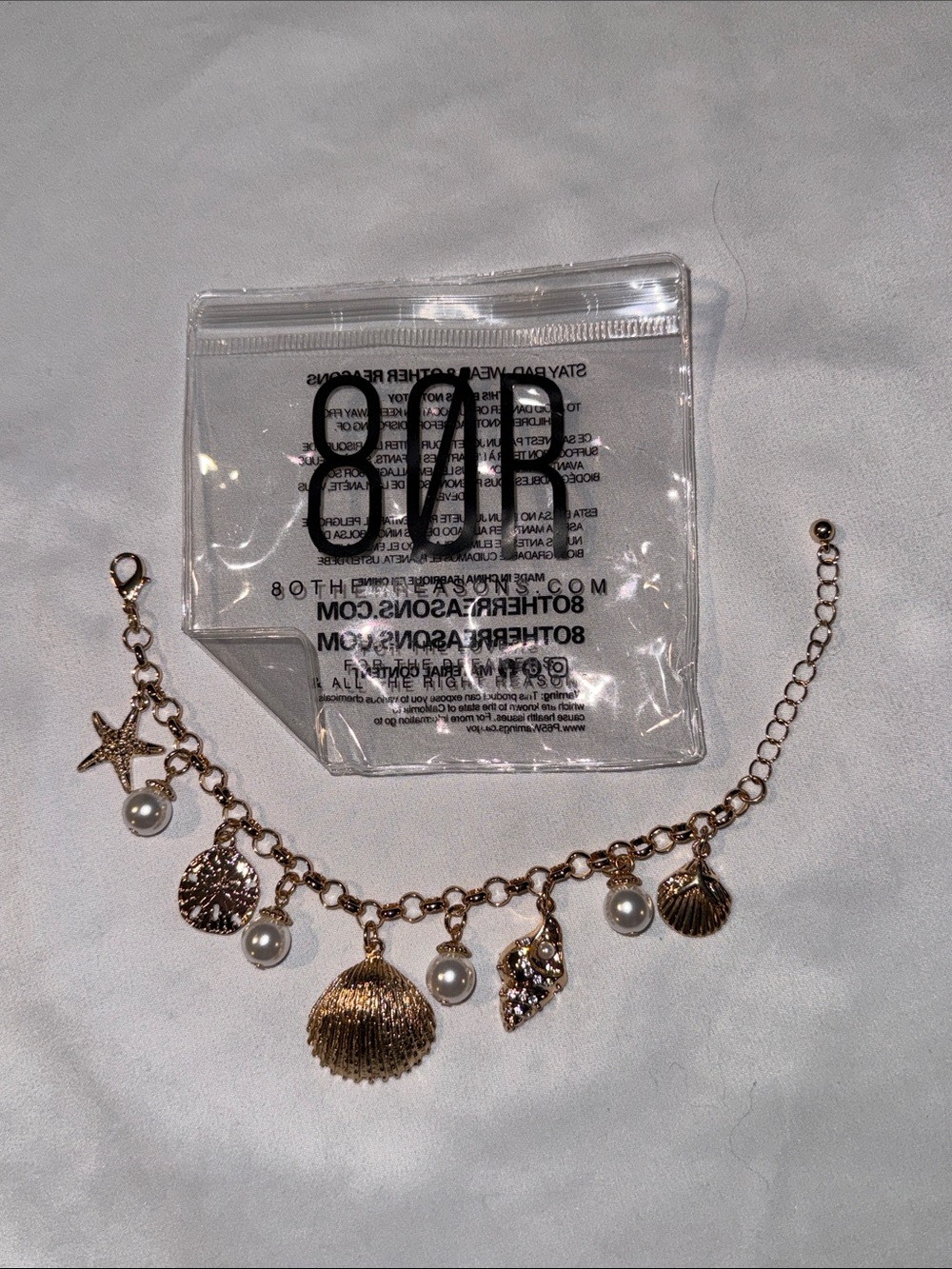 8 Other Reasons Gold Shell & Pearl Charm Bracelet